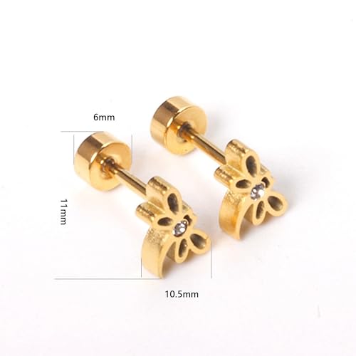 Image of 18K Gold Plated Sparkle Butterfly Stud Earrings for Girls Kids | Crystal Butterfly Charm | Hypoallergenic | Pack of 2
