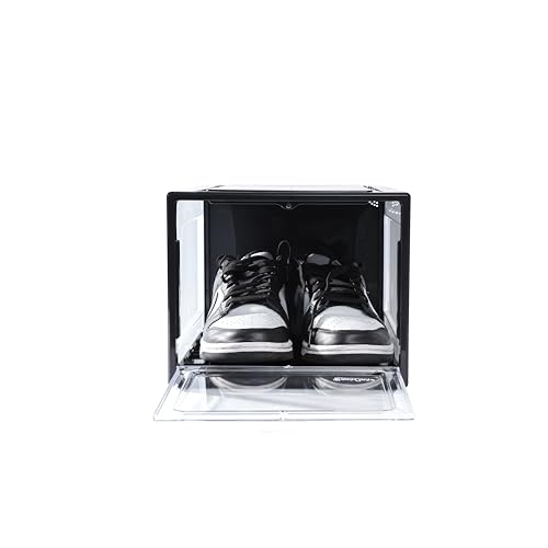 Image of Sneaker Box Black (Pack of 6) | Side-Opening, Heavy-Duty | Stackable Shoe Storage Organizer Crate with Magnetic Closure | Clear Sneaker Display & Dust-Proof Access Container