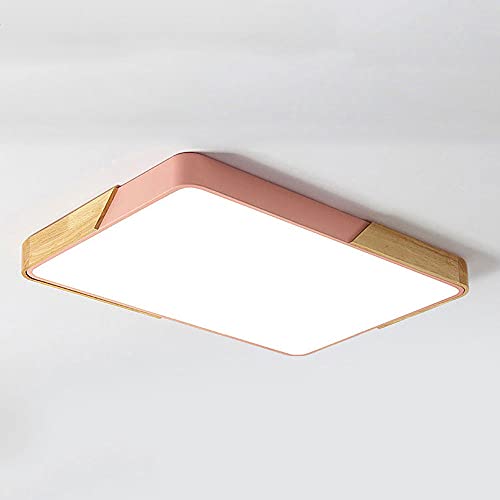 Lustre , Moderne Simple Square Big LED Lumière froide au plafond de montage encastré, lumière chaude, lumière neutre, lampe de plafond réglable de trois couleurs avec éclairage de décoration en bois(P