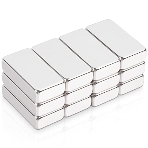 Image of MAGXCENE Strong Rare Earth Magnets Bar Heavy Duty, 20x10x5mm Rectangular Neodymium Magnets for Fridge, Crafts, Kitchen, Science, Tool Storage, 12 Pack
