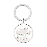 Elechobby Funny Hollow Out Rhinoceros Alloy Keychain,Cute Animal Keyring Nature Wildlife Decor,Purse Bag Backpack Charm