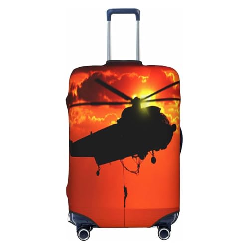 Helicopter Plane Sea Rescue Airplane Luggage Cover for Suitcase, Suitcase Cover Protector Fit 22-24 Inch Luggage Travel Accessories, M