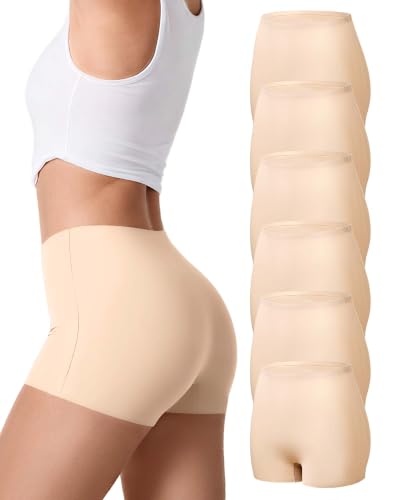 Image of SHARICCA Boyshorts Panties for Women Seamless Soft Boy Shorts Underwear | No Show Ice Silk Boxer Briefs, Anti Chafing Short Pack, High Waisted Plus Size for Summer, Sleeping, Under Legging, Dress