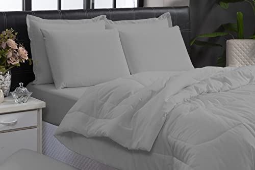 Kit Edredom Queen Jogo de Cama 3 Peças 100% Algodão 200 fios (Cinza)
