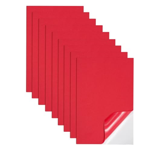 Jtnohx Hojas de Espuma Eva Adhesivas, 9 Piezas Goma Despumas Pegajosas para Artesanías, Espuma Artesanal Autoadhesivo 17,78 × 28,7 cm, Revestimiento de Cajones Eva para Cajas(rojo)