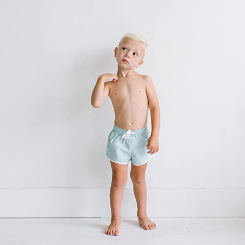 Sisterly Market - Toddler Swim Shorts, Kids/Baby Swimsuit Swimsuit with Stretchy Spandex Liner and Breathable Outer Microfiber Fabric, Ages 3 to 4 Years, Light Blue