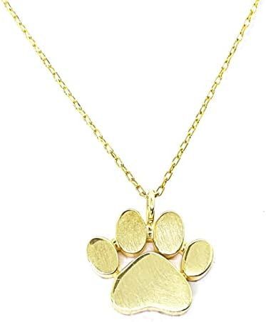 14k Solid Gold Dog Paw Necklace,Puppy Paw Pendant,Dog Lover Charm Pendant,Christmas Gift,Dog Owner Necklace,Valentines Day Gift (45, Yellow Gold)