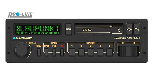 Blaupunkt Hamburg SQM 23 DAB, 1-DIN Autoradio, Youngtimer-Design, DAB+, Bluetooht, Freisprecheinrichtung, USB, Lenkradfernbedienung, Sub-Out, Variocolour, 4x50 Watt, 12V