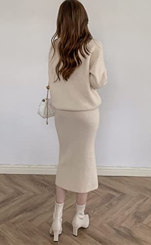 chouyatou Women's Two Piece Sweater Skirt Sets Knit Sweater Top Bodycon Skirt 2 Piece Outfits - Image 3