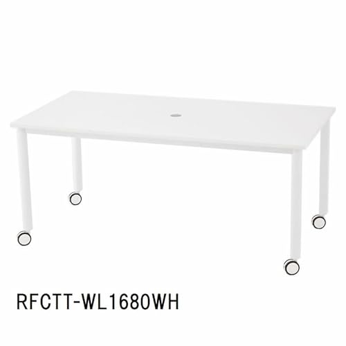 キャスター付 配線機能 ミーティングテーブル W1600×D800 長方形 ナチュラル天板×ホワイト脚 コンセントボックス RFCTT-WL1680NA【事業所様お届け 限定商品】 B0FKPTB4P8 [4]