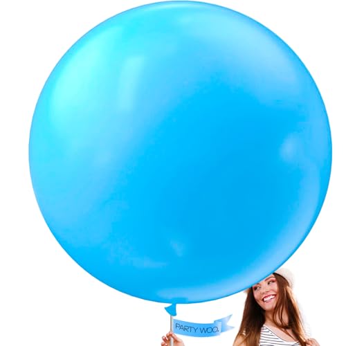 Image of PartyWoo Light Blue Balloons 4pcs 36 Inch Baby Pastel Blue Latex Helium Balloons for Baby Shower Wedding Gender Reveal Graduation Mermaid Birthday Pool Anniversary Beach Party Decorations Blue-Y20