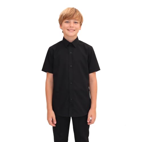 Image of Lilax Boys Classic Short Sleeve Button Down Casual Solid Dress Shirt