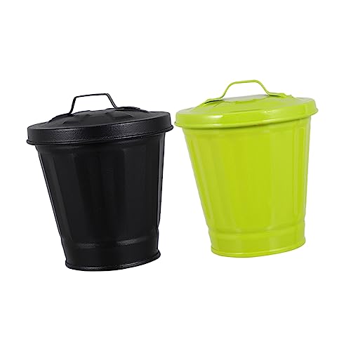 2 piezas caneca de basura de escritorio de hierro miniatura 1