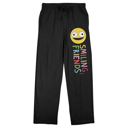 Smiling Friends Smiley Face Logo Adult Black Sleep Pajama Pants-Medium