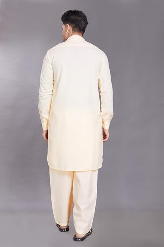 Image of DIVISIVE Men's Cotton Blend Pathani Kurta Pyjama Set