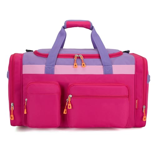 Image of HawLander Large Kids Duffle Bag for Travel, Overnight, or Weekender, 20" inch (Rose Purple)