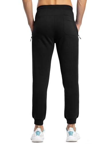 Image of Rdruko Men's Fleece Joggers Pants Winter Warm Sweatpants with Zipper Pockets Athletic Running Gym Workout