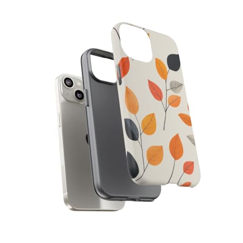 Coque rigide iPhone 14 feuilles d'automne orange protection mate antichoc