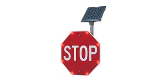 BlinkerStop R1-1 Solar LED Stop Sign, Increase Driver Awareness, Illuminated Legend with 8 Red Flashing LEDs, 30" x 30
