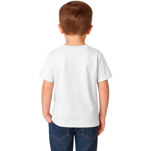Camiseta niño básica Manga Corta - Camiseta Blanca niño 100% algodón –, Punto Liso 155 g/m² – Pack 1, 5 o 10 Unidades, Uso Diario o Colegio (FR/ES, Edad, 5 años, 6 años, Regular, 1, Blanco)