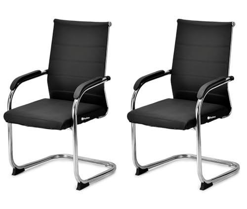 Image of GOYALSON Chair Visitor Mesh Back and Chrome Base Suitable for Reception Home Conference Room Study Computer Restaurant Cushioned seat Heavy Duty Chair