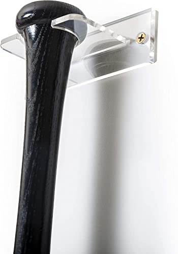 Baseball Bat Holder For Vertical Display - Sturdy Acrylic Bat Hanger Wall Mount | Fits Handle Of Any Baseball Softball Bat(Hardware Included) Easy To Install Clear Bat Rack For Organization Or Storage #TOP2