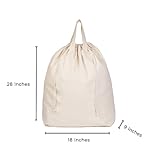 College Dorm Laundry Bags - Versatile and Heavy Duty College Laundry Hamper Liner with Drawstring - Canvas Laundry Basket Liner - 100% Cotton, Washable and Foldable Cloth Laundry Bags (1 Pack) - Image 2