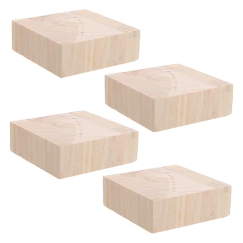 DIYEAH 4pcs Wooden Square Furniture Risers Non- Height Increasing Pads for Tables Beds and Chairs Protective Furniture Feet Elevators