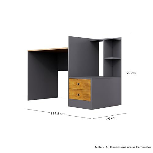 Image of Bniture Wooden Study Table for Home | Engineered Wood Study Table with Side Open Storage Area | Multi Purpose Computer Desk for Writing & Study | Laptop Table for Study Room | Slate Grey & Giant Wood