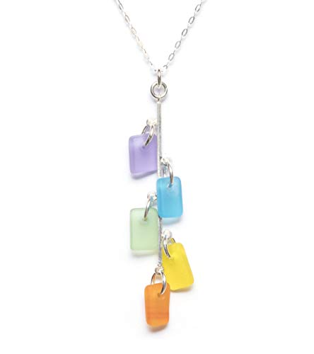 Sea Glass Avalon Pendant (Neon, 16" Cable Chain - Sterling)