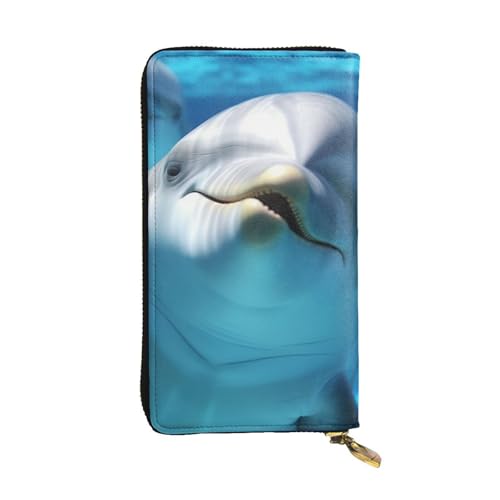Portefeuille long en cuir dauphin pour homme et femme avec grand porte-téléphone et cartes