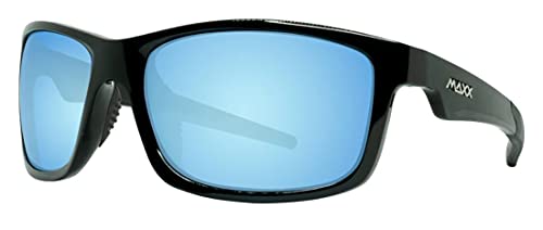 Maxx Retro 2.0 Blue Mirrored Smoke Lenses Black Frame Sports Sunglasses