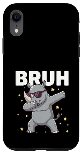 Bruh Dabbing Rhino �T���O���X �ʔ��� �_�r���O ���킢�� ���� �X�}�z�P�[�X iPhone XR �p