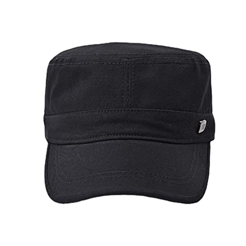 Snapback Hat Mens Fashion Casual Cotton Flat Top Sunshade Washing Hat Hiking Hat Hat (Black, One Size) #TOP2