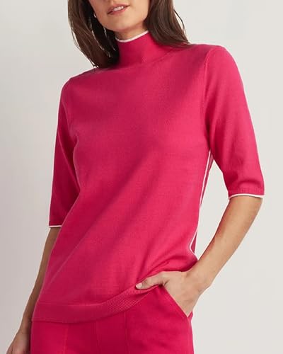Image of Company Ellen Tracy Women's Women's Mock Neck Sweater, Carlee Elbow Sleeve Turtleneck Pullover Shirt Top