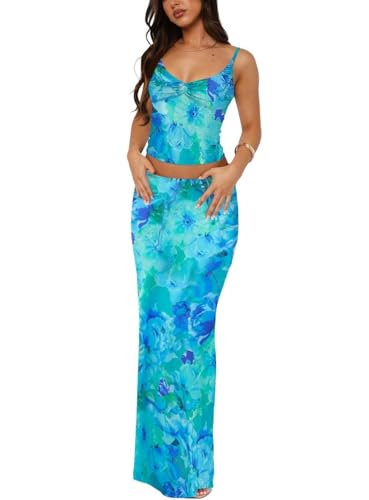 Image of Two Piece Skirt Set Women Maxi Long Skirt and Top Outfit