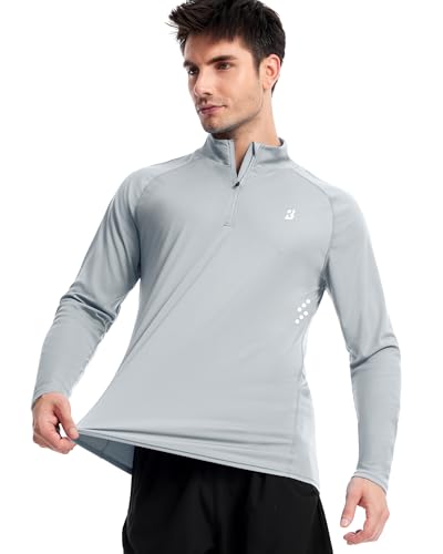 Roadbox Men's UPF 50+ UV Sun Protection Shirts, 1/4 Zip Athletic Pullover Long Sleeve, Running Fishing Rash Guard T-Shirt3