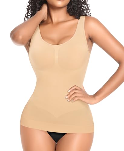 Débardeur gainant pour femme avec bretelles larges taille 2XL camisole de sport beige