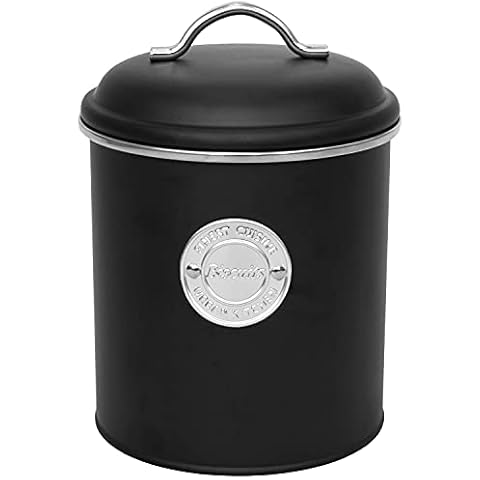 Koopman Metall Vorratsdose 'Biscuits' mit Deckel Ø13,5xH18cm 1,5L Schwarz Cover