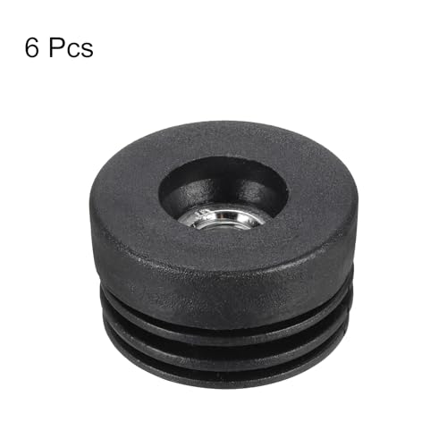 Image of uxcell 6Pcs Inserts for Round Tubes with M10 Thread, for 38mm /1.5 inch OD Round Tube, Round Black Plastic Plug Caster Insert Chair End Caps Furniture Leg Plug