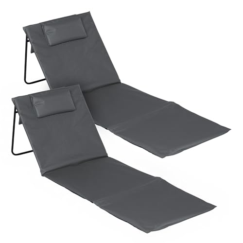 Spetebo Strandmatte 2er Set klappbar grau 145 x 48 cm