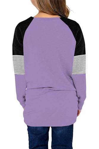 Image of SELINK Girls Big Kids Long Sleeve Striped Color Block Pocket Tees