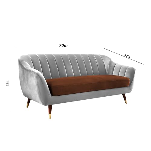 Image of Casaliving Anyse 3+2 Seater Sofa Set for Living Room (Brown Grey Fabric) Premium Fabric Sofa Set for Living Room