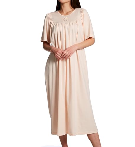 Women's Soft Cotton Nightgown – Classic Short-Sleeved Summer Nightdress, 100% Soft Cotton, 47 in