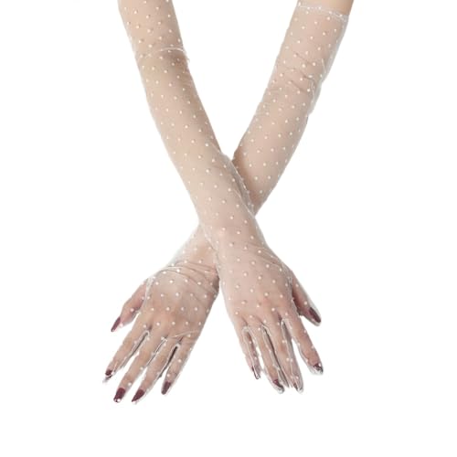 Women's Long Gloves for Wedding Bridal Party Evening Dotted Summer Gloves