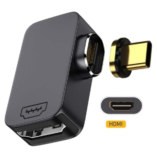 Image of Magnetic Type C to HDMI Converter, 90 Degree HDMI Female to USB C Male Adapter, FHD 4K@60Hz Video, Thunderbolt 3 /4 for MacBook iPad, iPhone 15, Samsng S25, S24, Laptop, Projector, Monitor