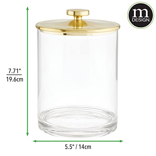 Mdesign Large Modern Apothecary Storage Organizer Canister Jars - Plastic Containers For Bathroom, Organization Holder For Vanity, Counter, Makeup Tables, Lumiere Collection, 4 Pack, Clear/Soft Brass #TOP2