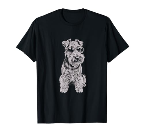 Cool Welsh Terrier Wearing Sunglasses Drawing Art Design T-Shirt