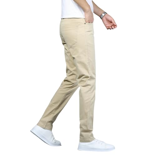 Men's Spring Autumn Khaki Business Slim Straight Versatile Elastic Casual Pants