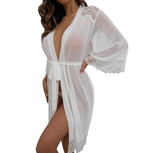 Pyjama sexy en dentelle de haute qualité et robe transparente en maille chic